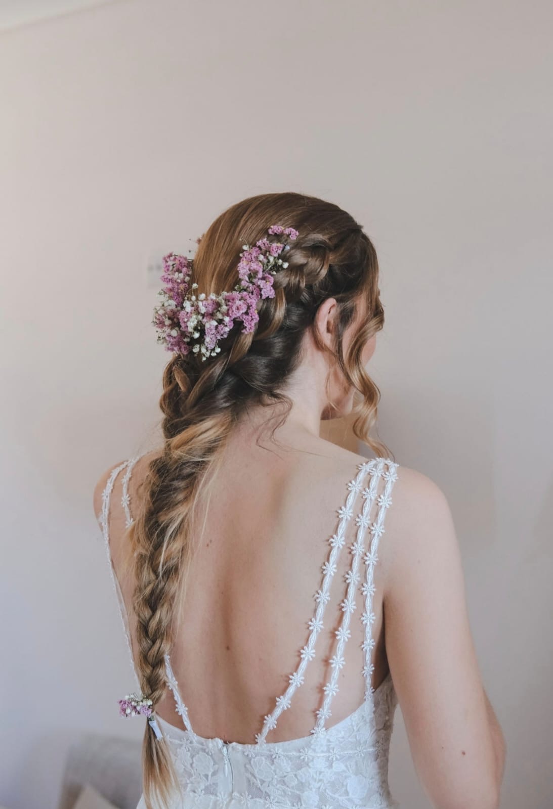 Meia lua de flores secas 